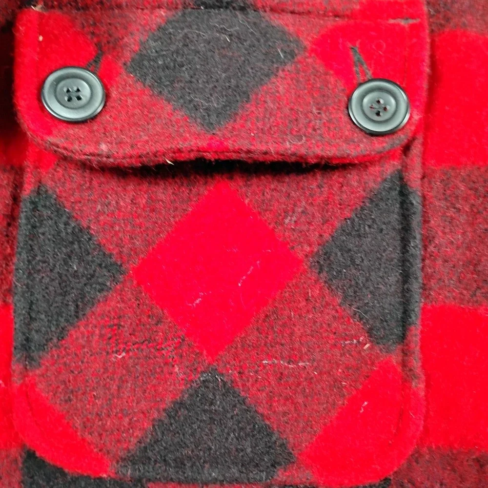 Vintage Banana Republic Adventure Outfitters Men Red Buffalo Plaid Wool Jacket M - Picture 4 of 9